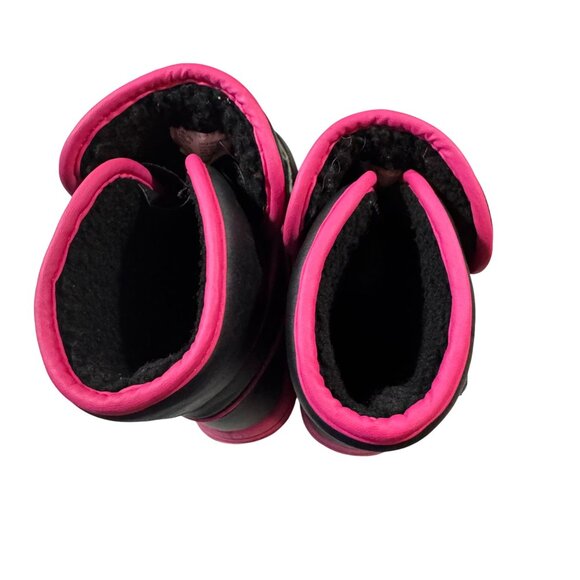 Toddler Girls Winter Snow Boots Size 9 Black &‎ Pink Hook and Loop Closures - Picture 5 of 8